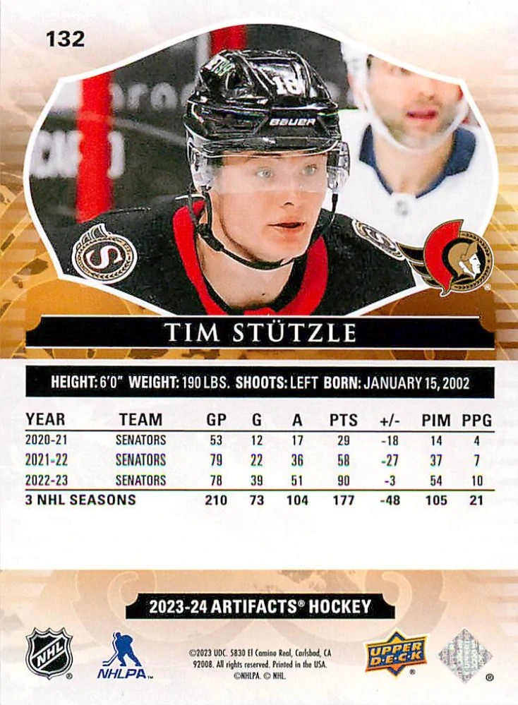 2023-24 UD Artifacts - Tim Stutzle /599 #132