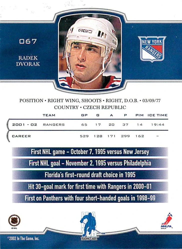 2002-03 ITG BaP First Edition - Radek Dvořák #067