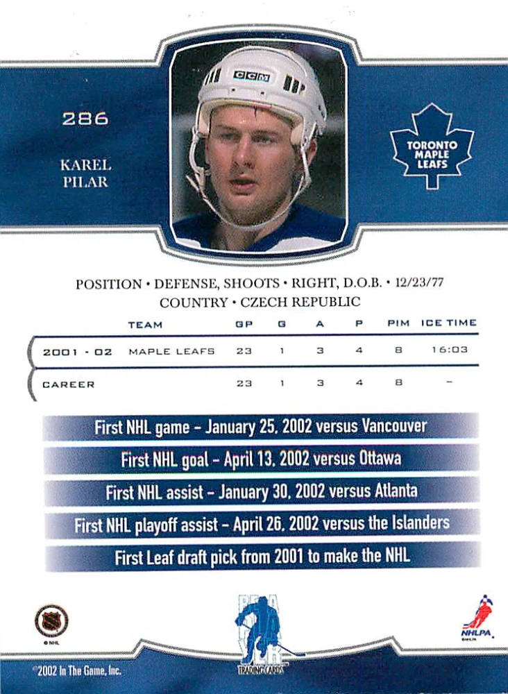 2002-03 ITG BaP First Edition - Karel Pilař #286