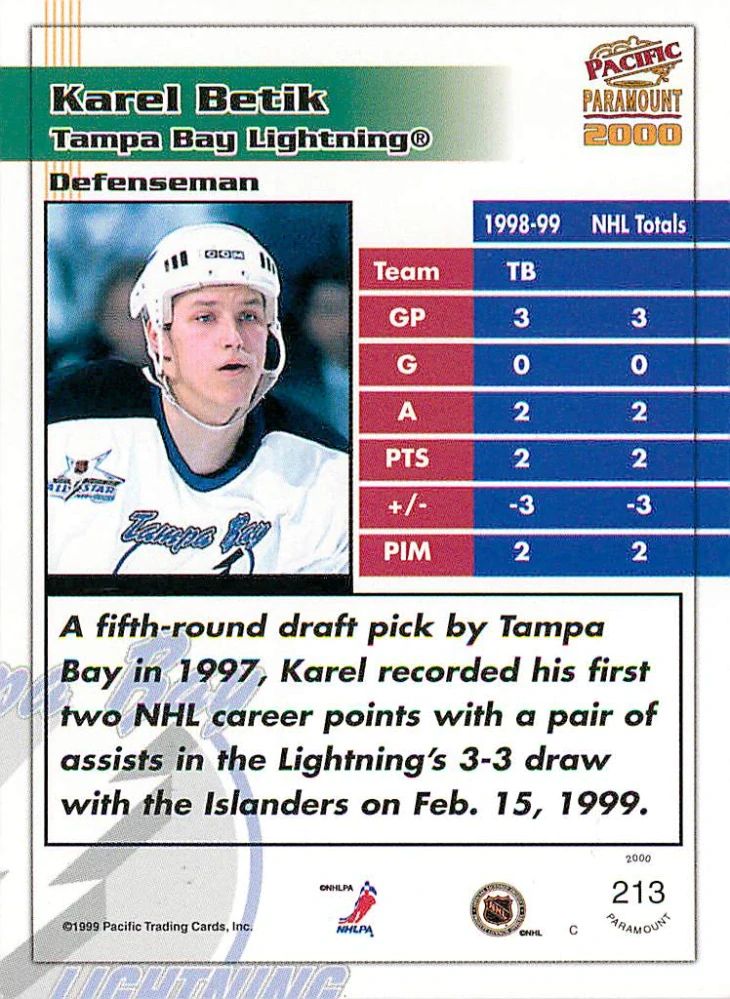 1999-00 Pacific Paramount - Karel Bětík #213