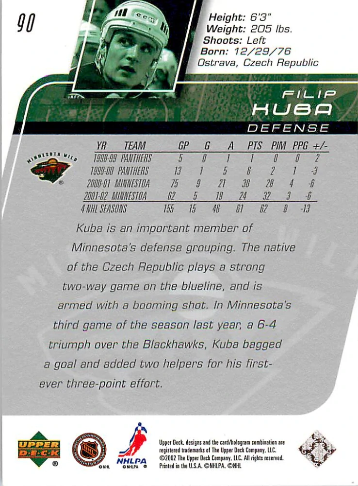 2002-03 UD Series 1 - Filip Kuba #90