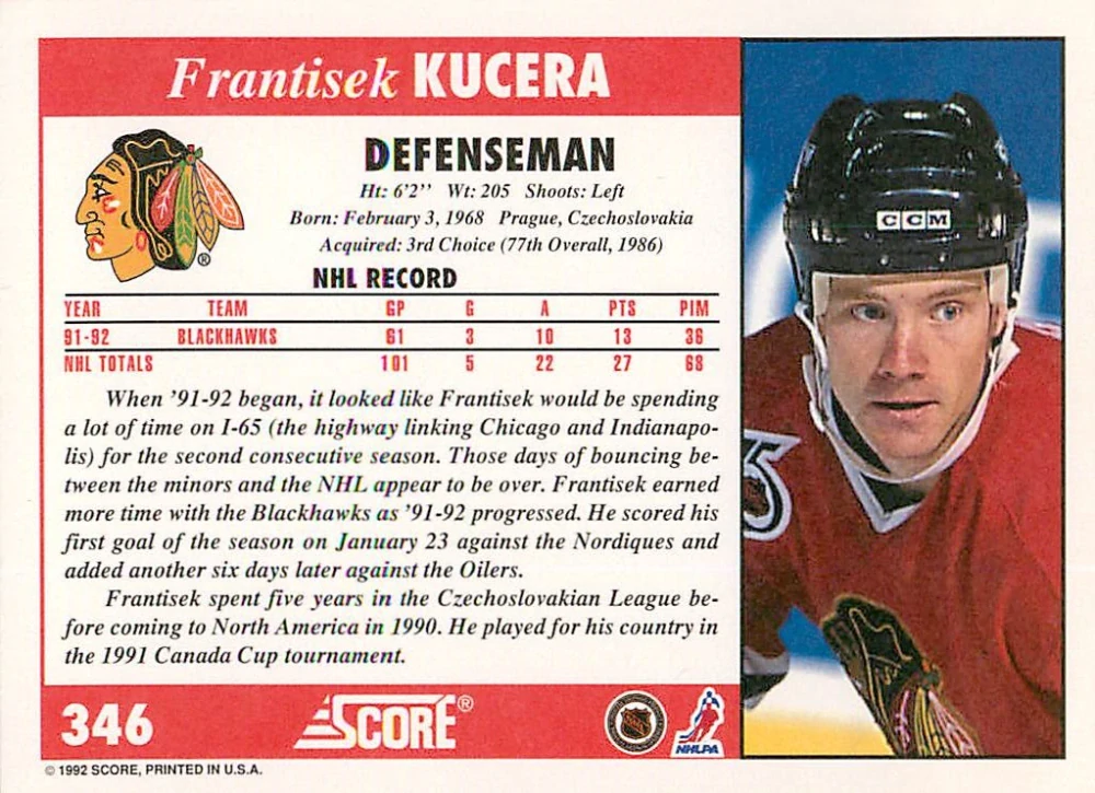 1992-93 Score - František Kučera #346