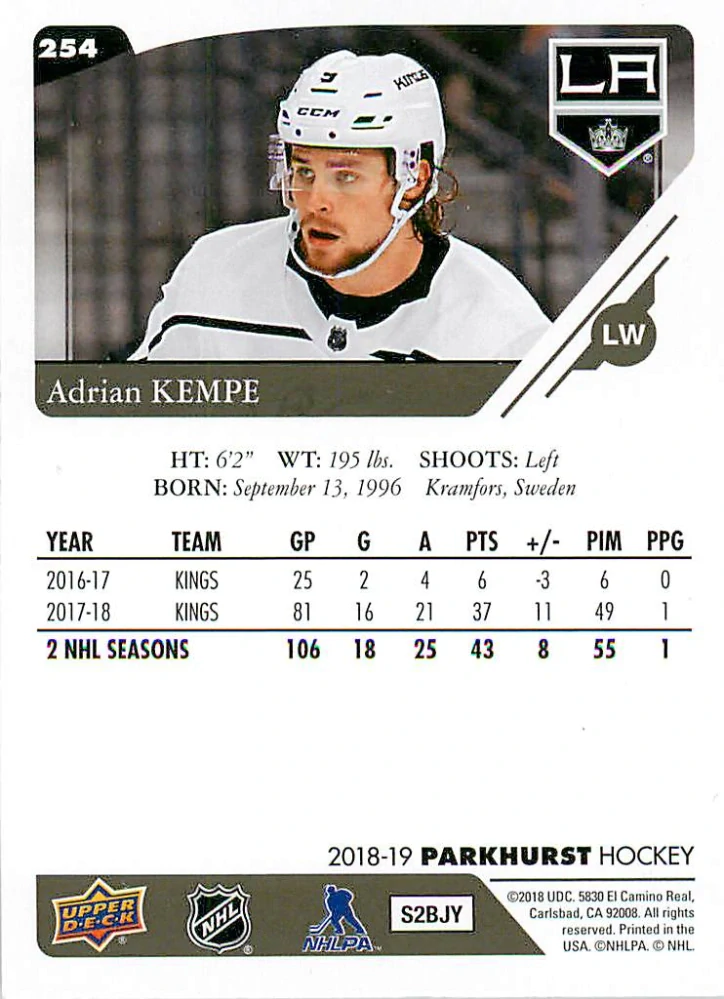 2018-19 UD Parkhurst - Adrian Kempe #254