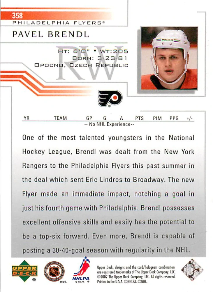 2001-02 UD Series 2 - Pavel Brendl #358