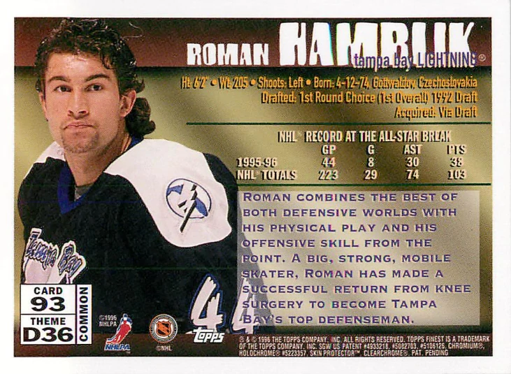 1995-96 Topps Finest - Roman Hamrlík #93