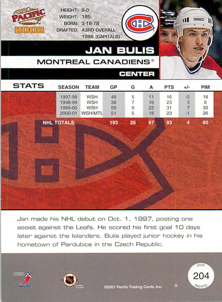 2001-02 Pacific - Jan Bulis #204