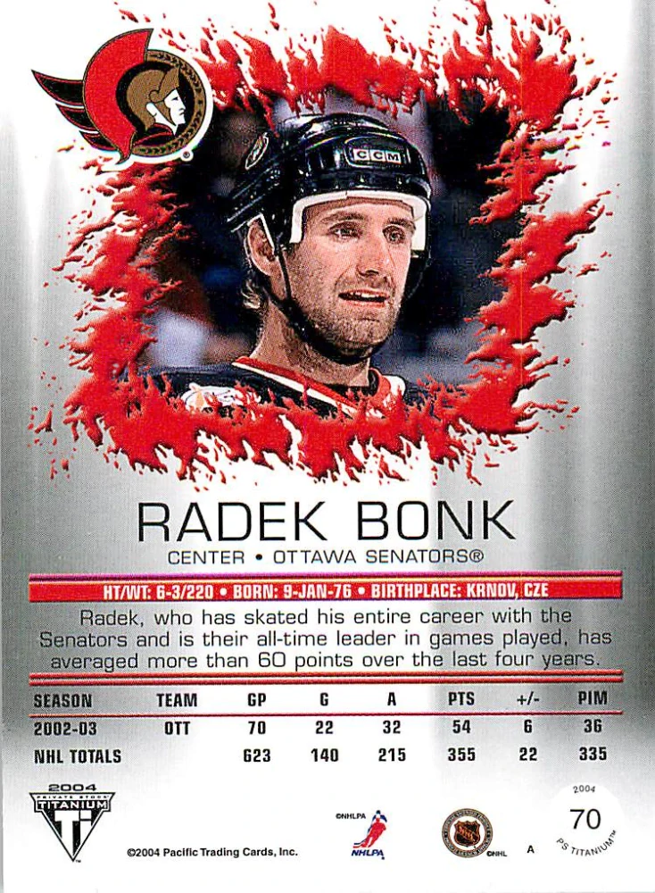 2003-04 Pacific Private Stock Titanium - Radek Bonk #70
