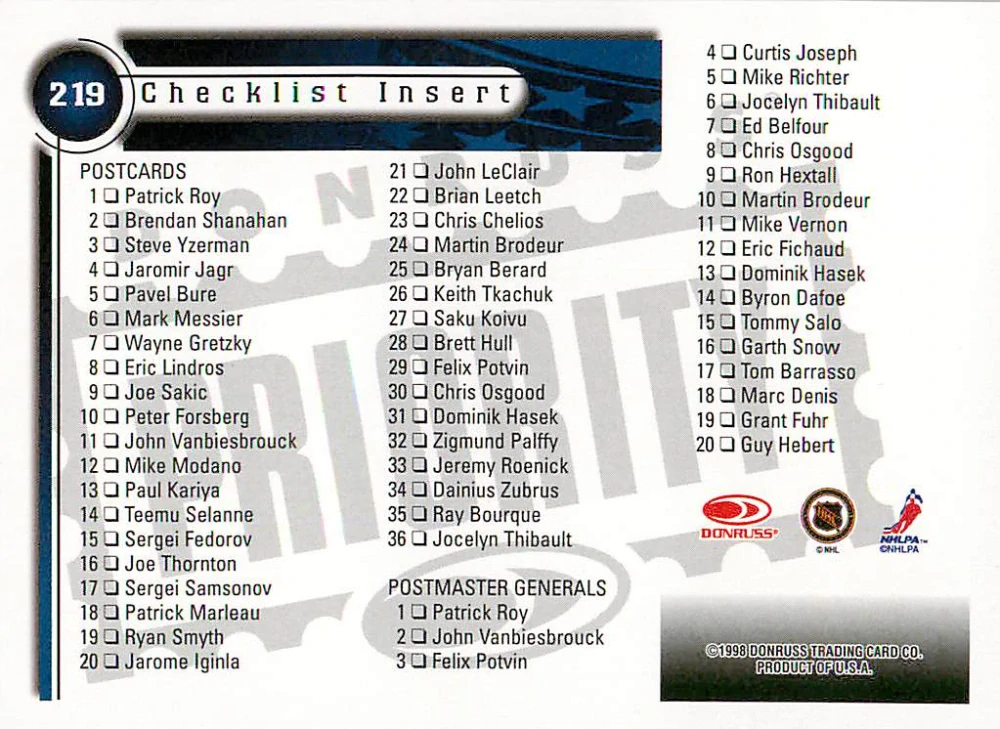 1997-98 Donruss Priority - Jaroslav Svejkovský - Checklist #219