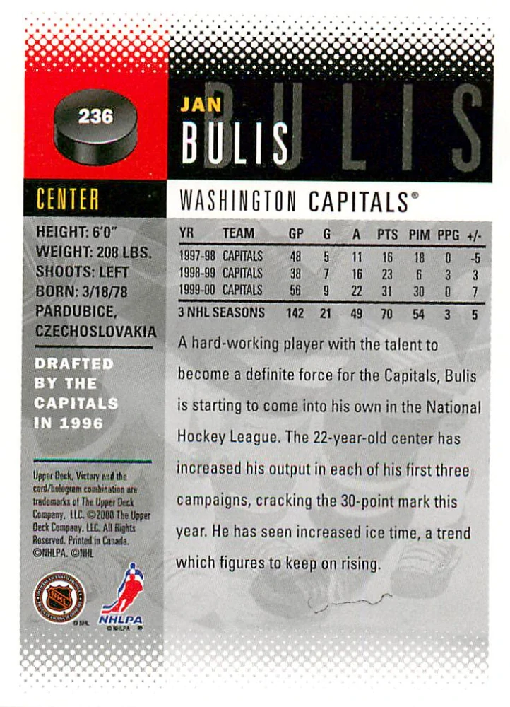2000-01 UD Victory - Jan Bulis #236