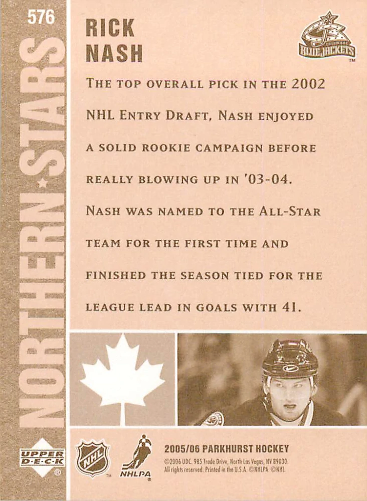 2005-06 UD Parkhurst - Rick Nash - Northern Stars #576