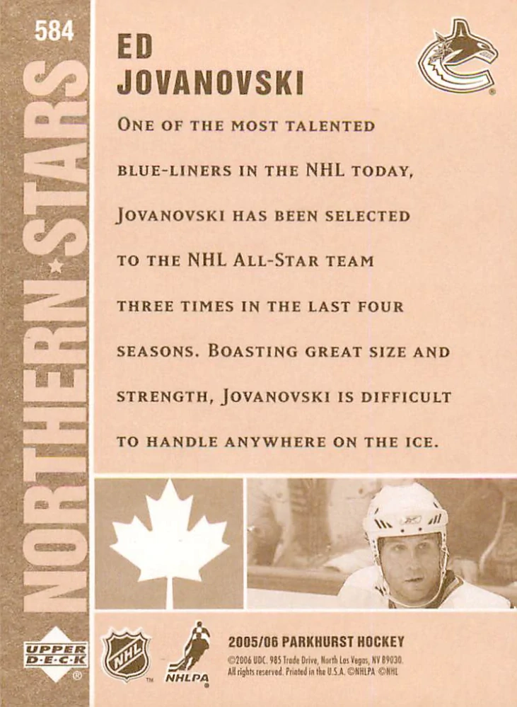 2005-06 UD Parkhurst - Ed Jovanovski - Northern Stars #584