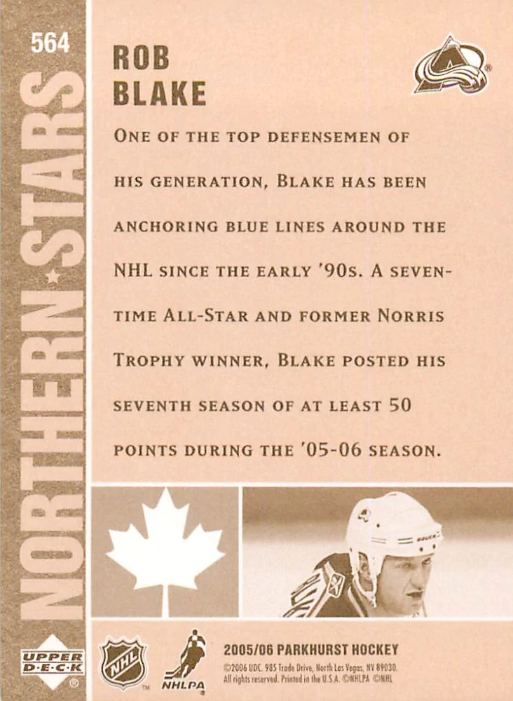 2005-06 UD Parkhurst - Rob Blake - Northern Stars #564