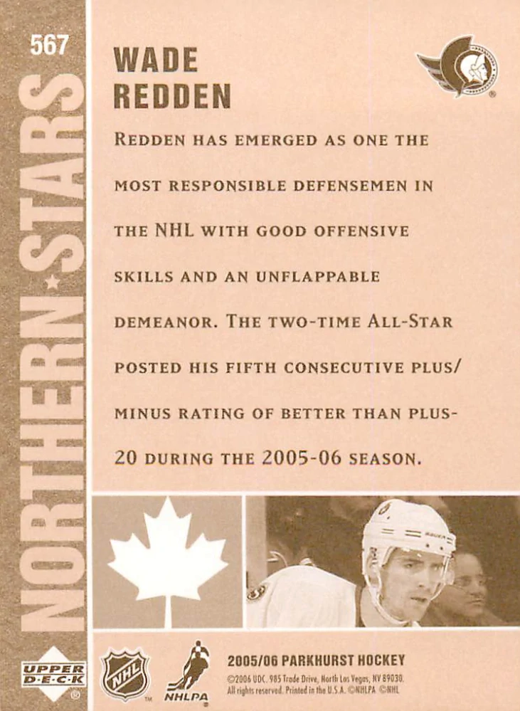 2005-06 UD Parkhurst - Wade Redden - Northern Stars #567