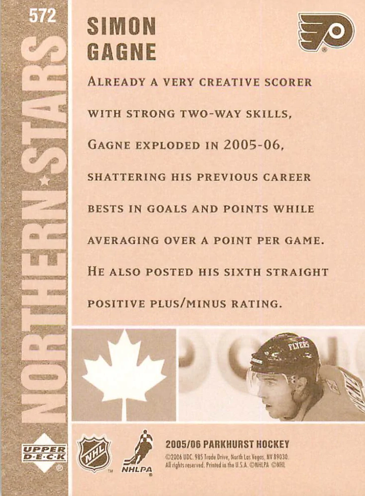 2005-06 UD Parkhurst - Simon Gagne - Northern Stars #572