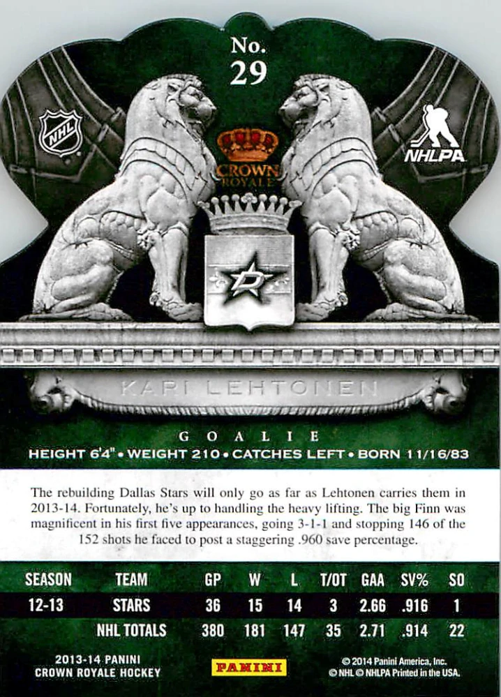 2013-14 Panini Crown Royale - Kari Lehtonen #29