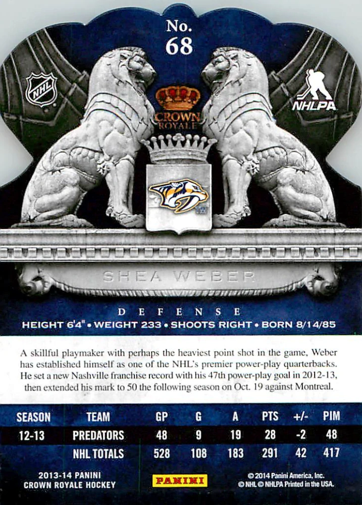 2013-14 Panini Crown Royale - Shea Weber #68