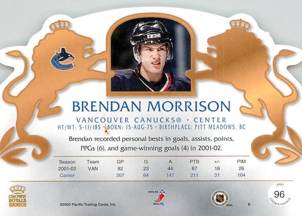 2002-03 Pacific Crown Royale - Brendan Morrison #96