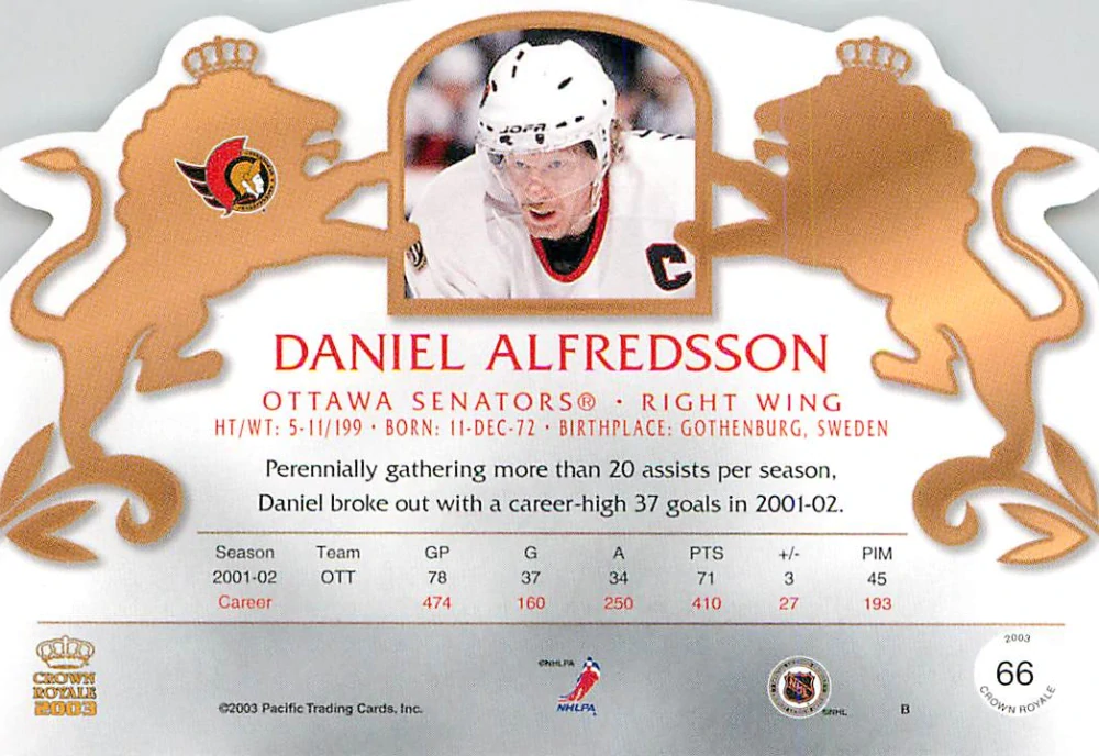2002-03 Pacific Crown Royale - Daniel Alfredsson #66
