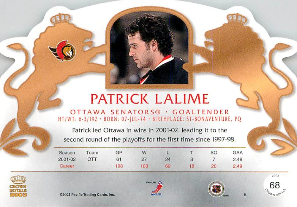 2002-03 Pacific Crown Royale - Patrick Lalime #68