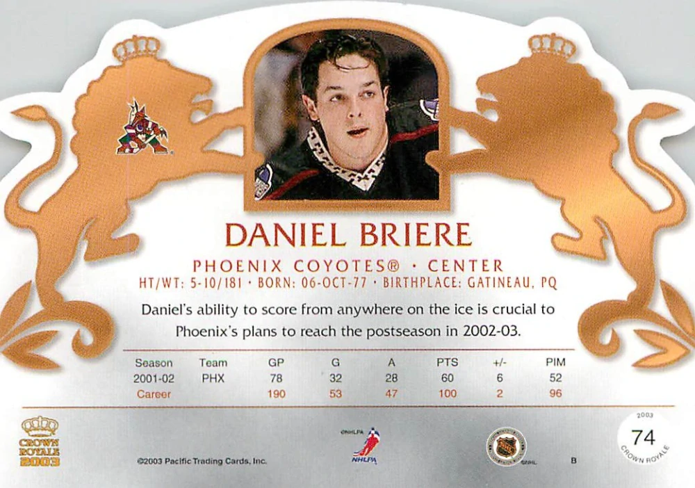 2002-03 Pacific Crown Royale - Daniel Briere #74