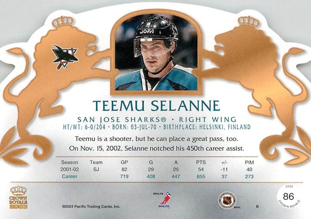 2002-03 Pacific Crown Royale - Teemu Selanne #86