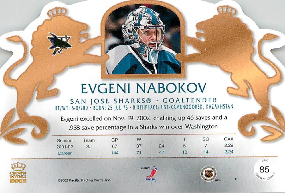 2002-03 Pacific Crown Royale - Evgeni Nabokov #85