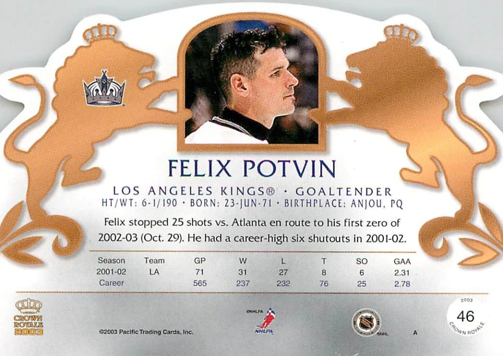 2002-03 Pacific Crown Royale - Felix Potvin #46