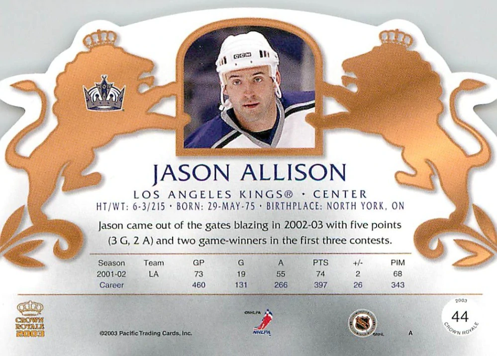 2002-03 Pacific Crown Royale - Jason Allison #44
