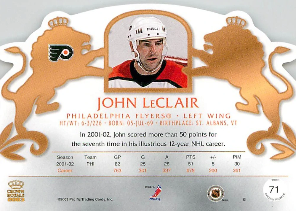2002-03 Pacific Crown Royale - John LeClair #71