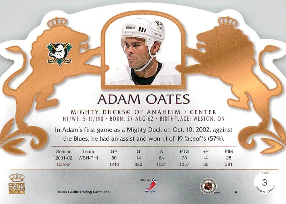 2002-03 Pacific Crown Royale - Adam Oates #3
