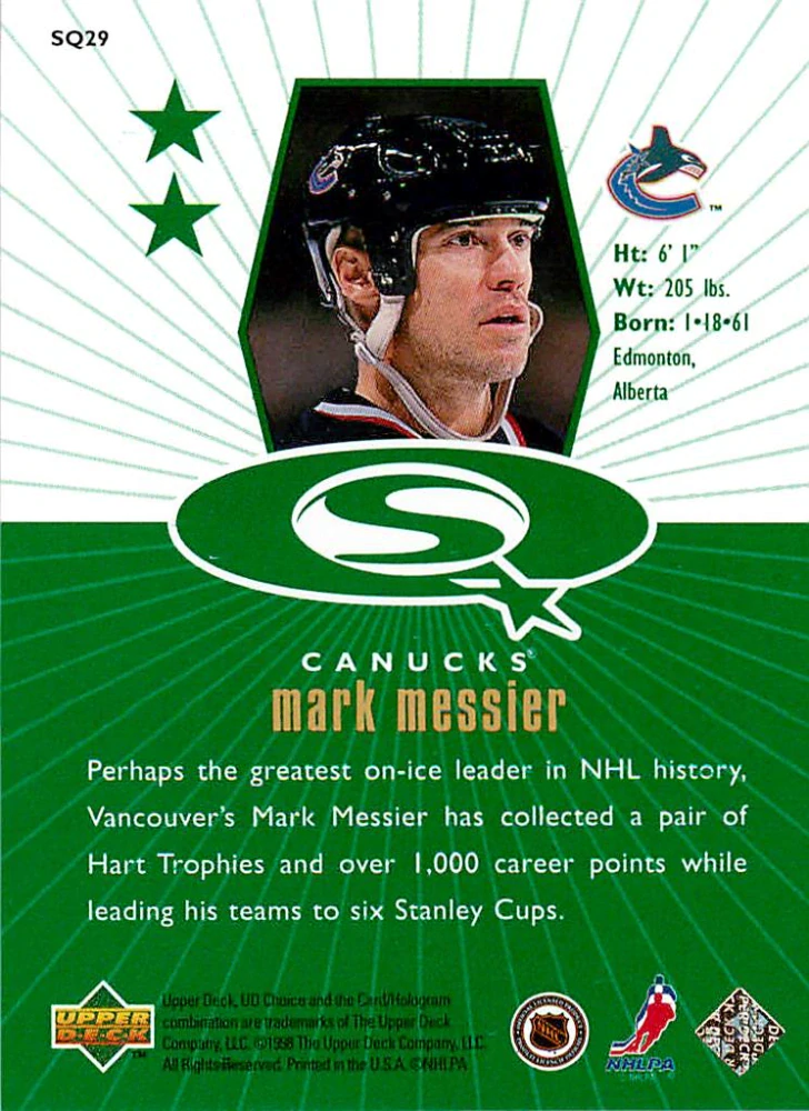 1998-99 UD Choice - Mark Messier - Starquest Green #SQ29