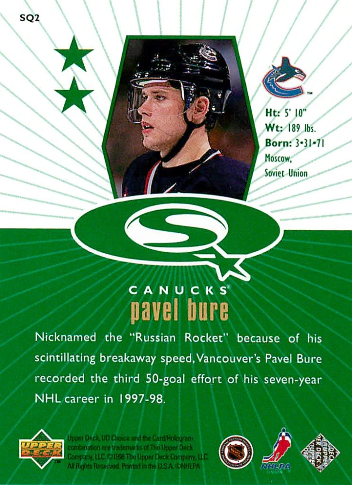 1998-99 UD Choice - Pavel Bure - Starquest Green #SQ2