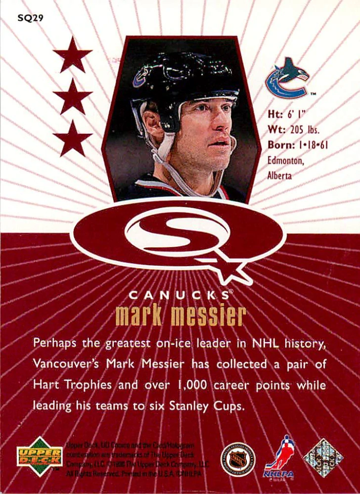 1998-99 UD Choice - Mark Messier - Starquest Red #SQ29