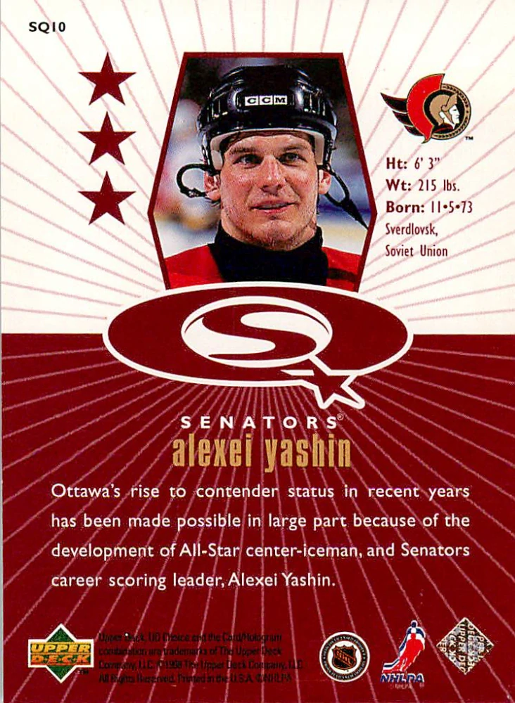 1998-99 UD Choice - Alexei Yashin - Starquest Red #SQ10