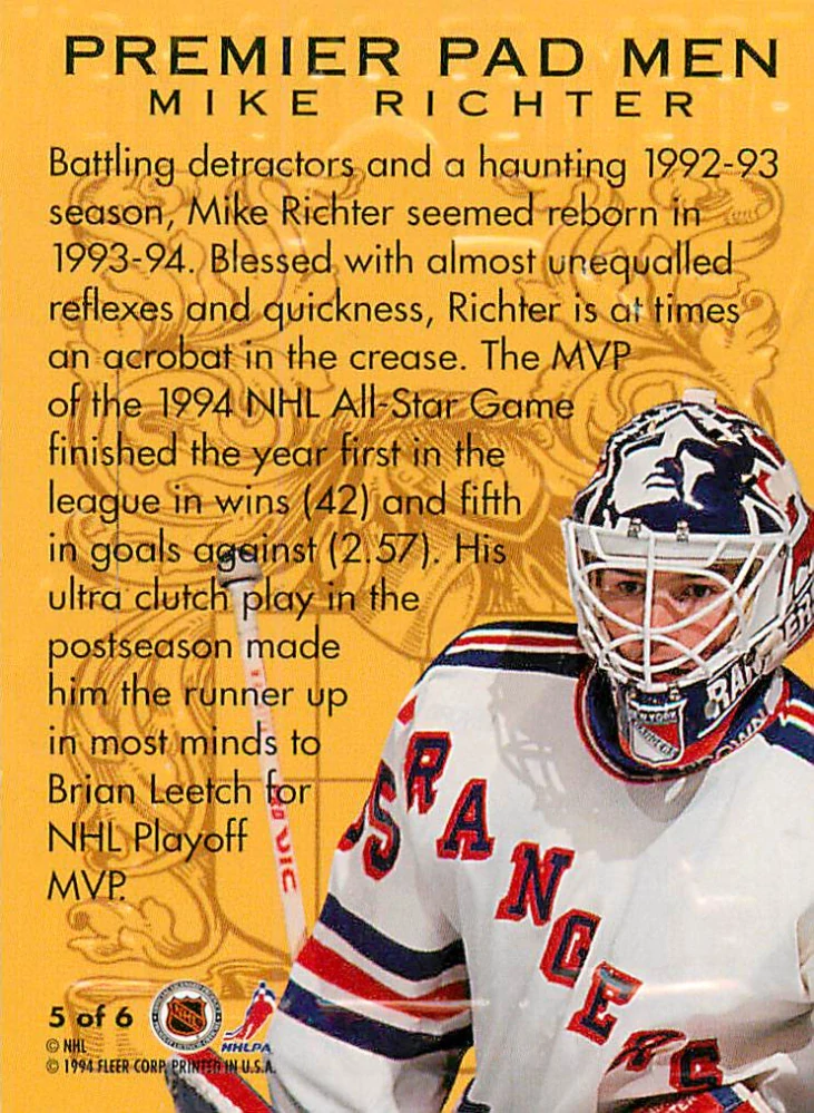 1994-95 Fleer Ultra - Mike Richter - Premier Pad Men #5