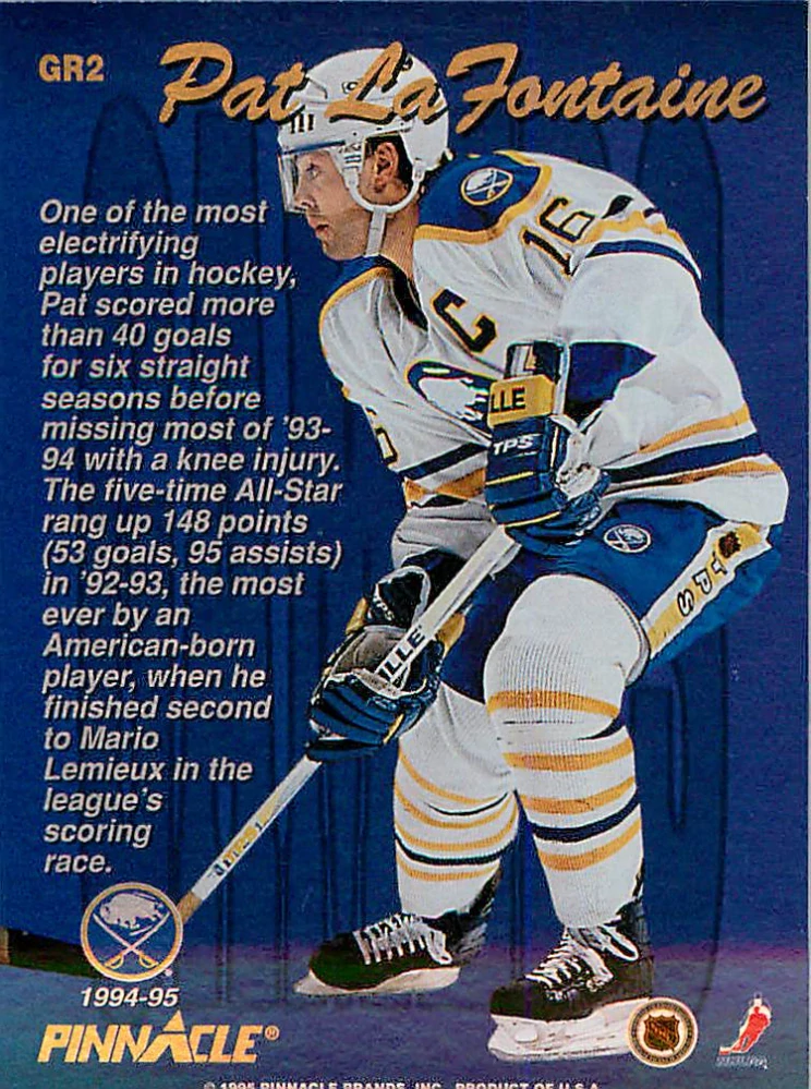 1994-95 Pinnacle - Pat LaFontaine - Gamers #GR2
