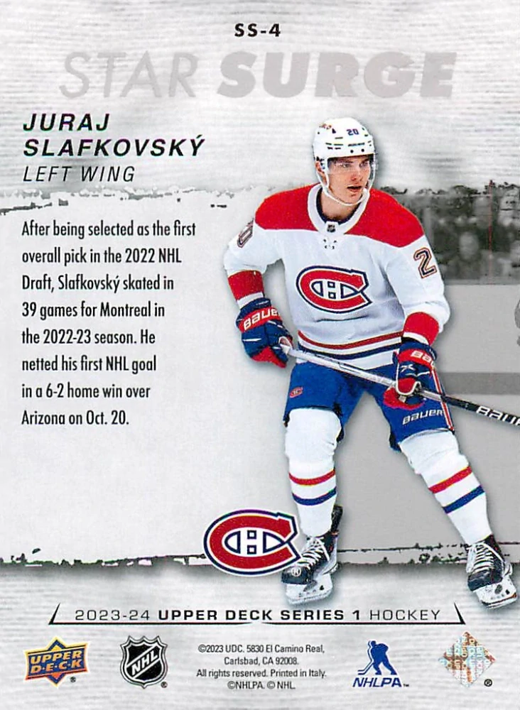 2023-24 UD Series 1 - Juraj Slafkovský - Star Surge #SS-4
