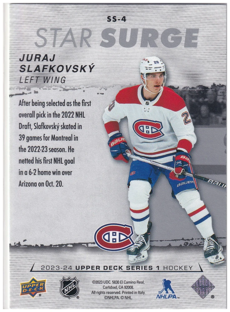 2023-24 UD Series 1 - Juraj Slafkovský - Star Surge #SS-4