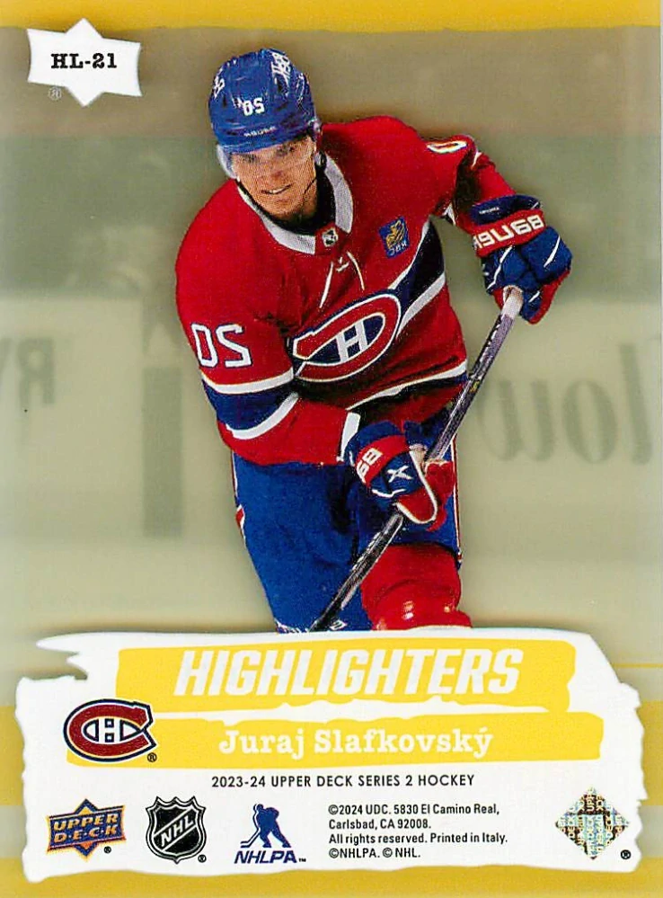 2022-23 UD Series 2 - Juraj Slafkovský - Highlighters Yellow #HL-21