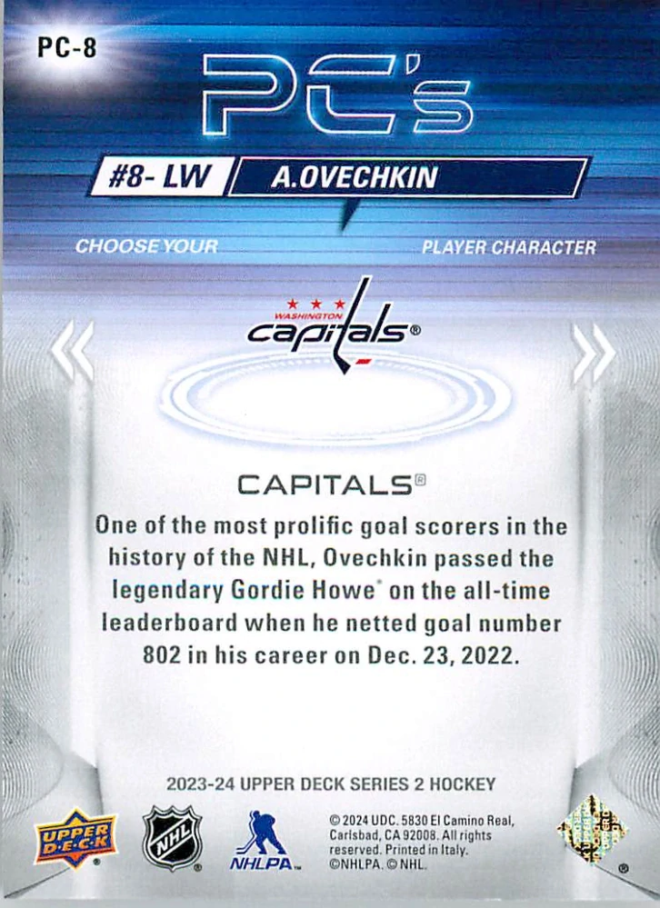 2023-24 UD Series 2 - Alex Ovechkin - PC's #PC-8