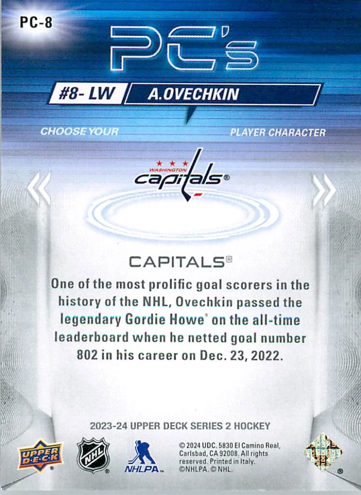 2023-24 UD Series 2 - Alex Ovechkin - PC's Sparkle #PC-8