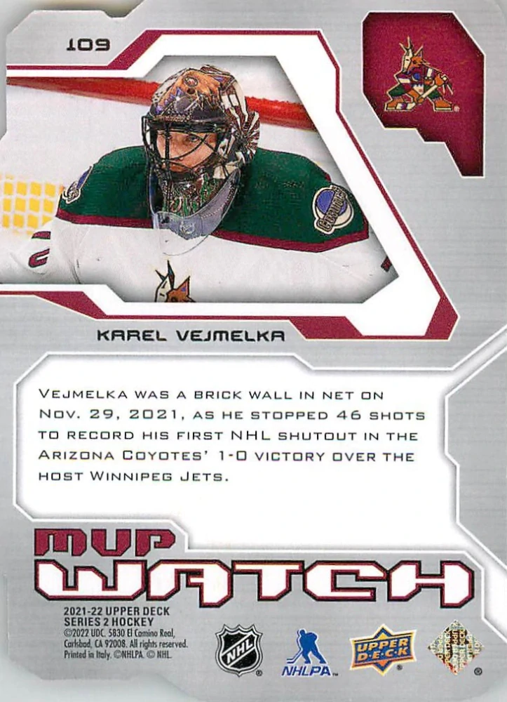 2021-22 UD Series 2 (MVP Update) - Karel Vejmelka - Colors and Contours /250 #109
