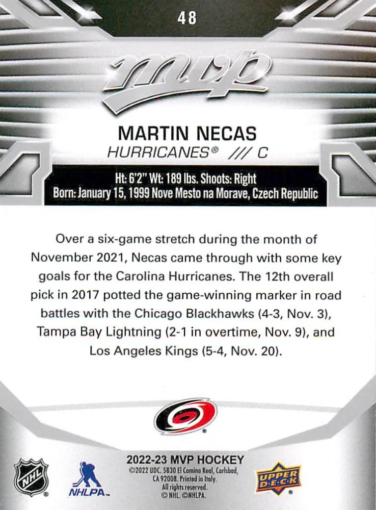 2022-23 UD MVP - Martin Nečas - Silver Script #48