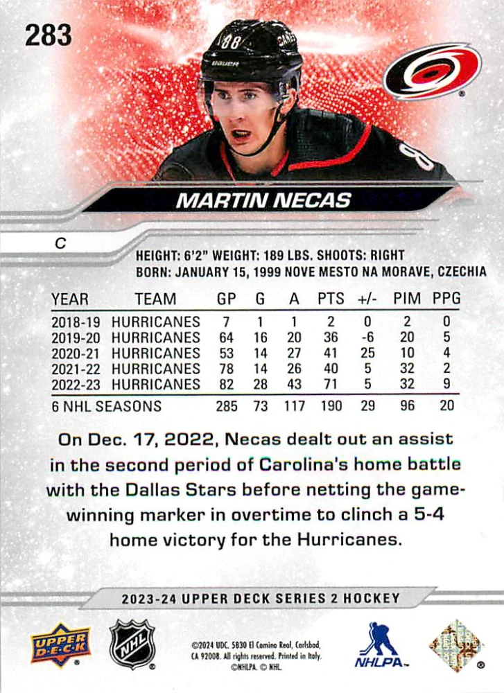 2023-24 UD Series 2 - Martin Nečas - Silver Foil #283