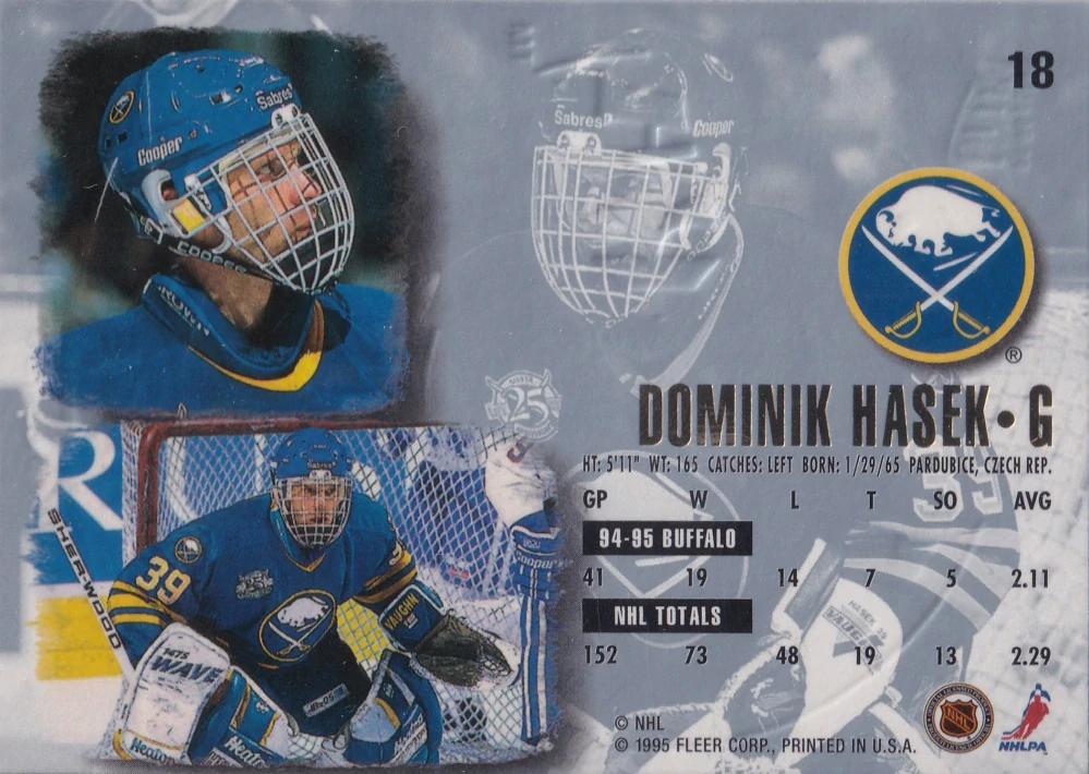1995-96 Fleer Ultra - Dominik Hašek - Gold Medallion #18