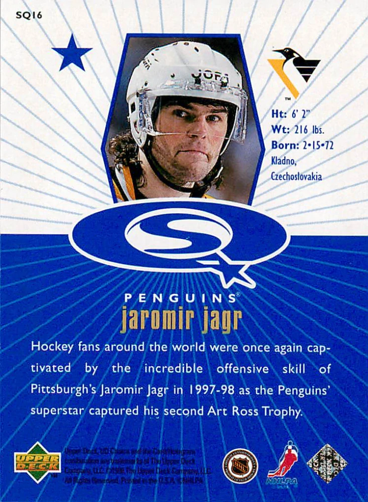 1998-99 UD Choice - Jaromír Jágr - Starquest Blue #SQ16