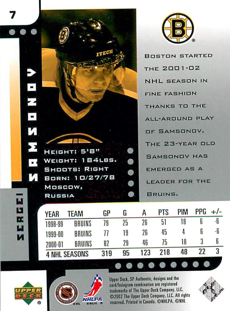 2001-02 UD SP Authentic - Sergei Samsonov #7