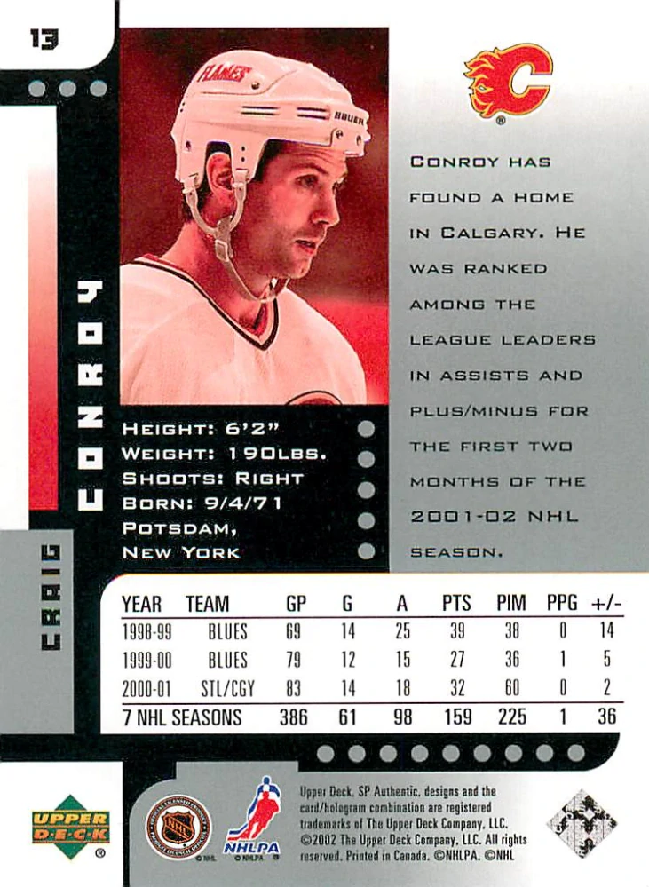 2001-02 UD SP Authentic - Craig Conroy #13