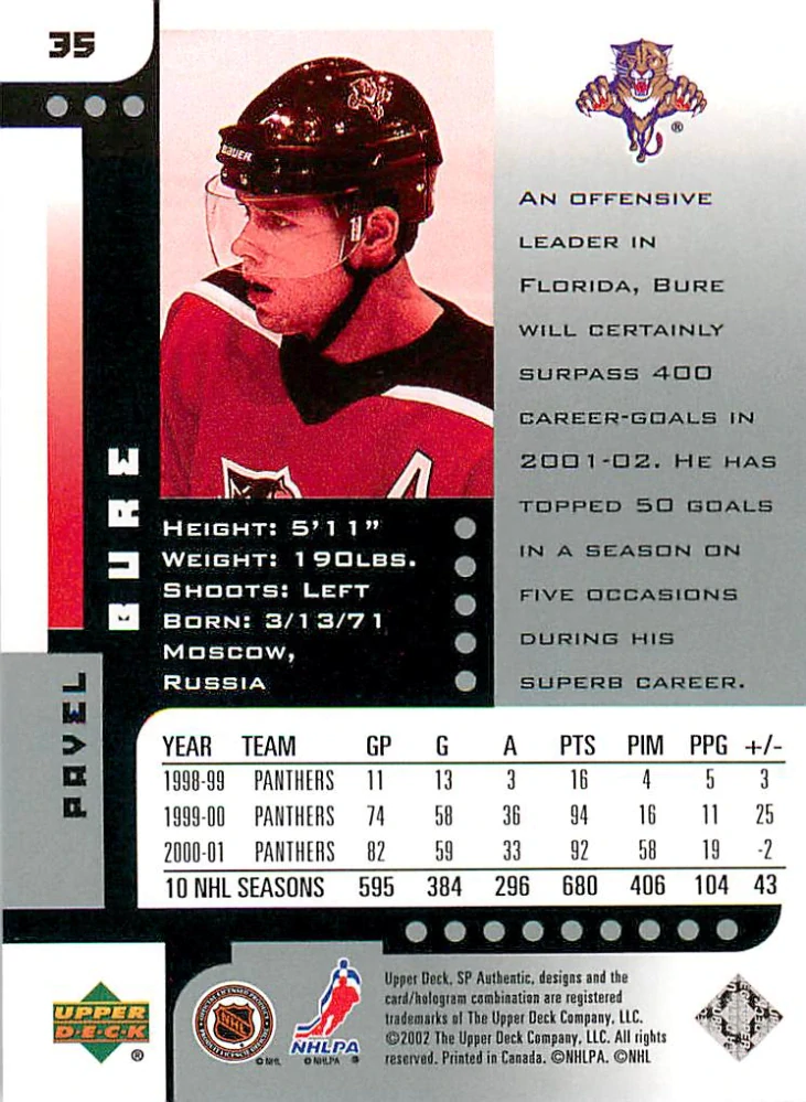 2001-02 UD SP Authentic - Pavel Bure #35