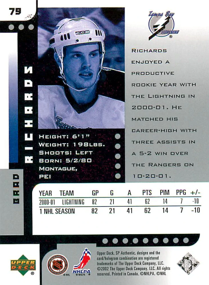 2001-02 UD SP Authentic - Brad Richards #79